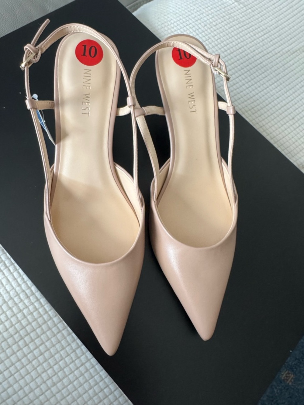 Nine West Light Natural Pointed-Toe Slingback Mules size 10 NWT